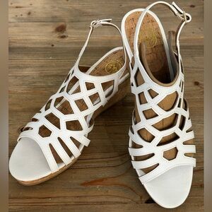 White Mountain Flaming Slingback Cork Wedge Sandals, White, Size 11M, NIB